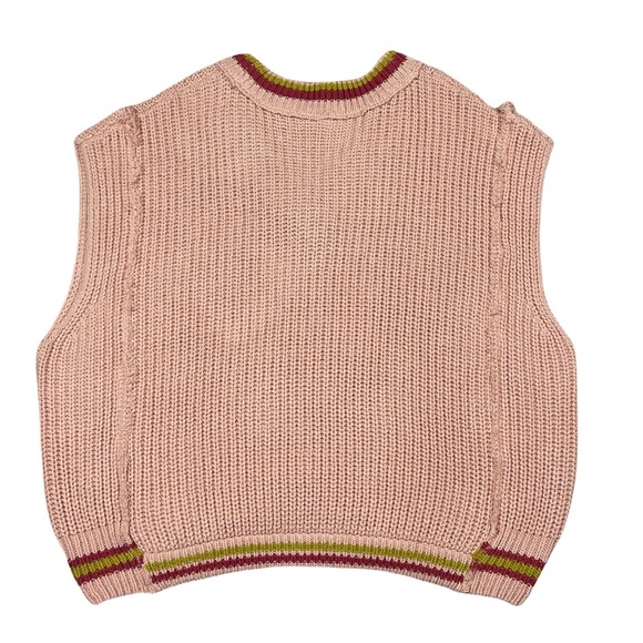 NEW Free People Slouchy Sweater Oversized Tunic Mini V-Neck Cotton Blend Pink XS - Picture 6 of 16